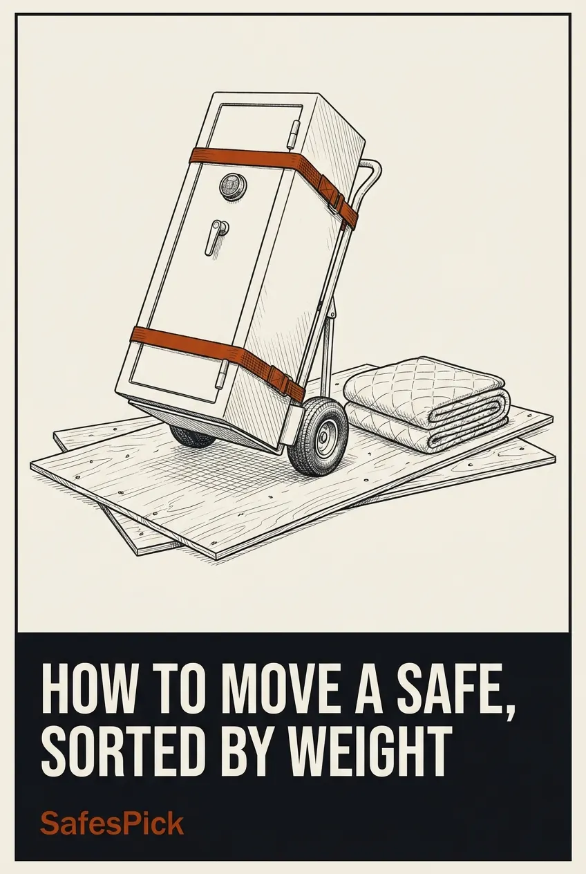 Pinterest pin: how to move a safe, sorted by weight